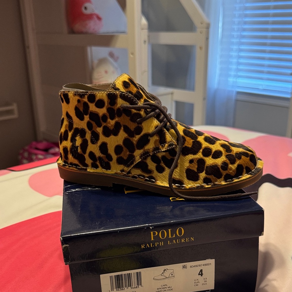 Ralph Lauren Animal Print Boots with Tan Sole